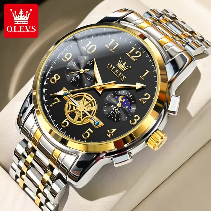 Montre-bracelet à quartz en acier inoxydable pour homme