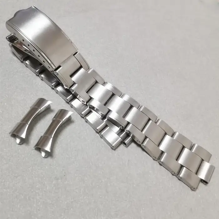Bracelet de montre à rivets huîtres en acier inoxydable 316L, 20mm, extrémité incurvée, Compatible a