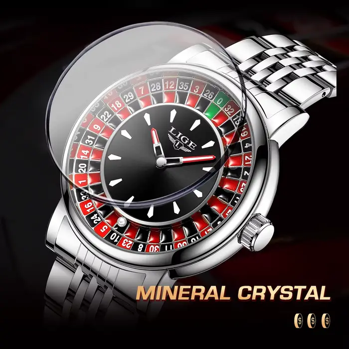 LIGE mode hommes montre cadran rotatif Las Vegas Roulette bureau thème