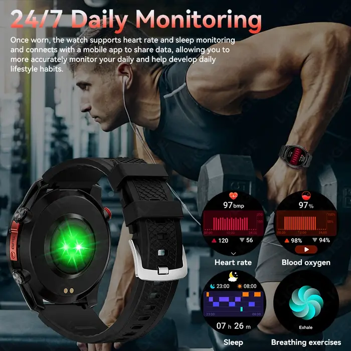 Montre connectée GPS pour l'extérieur, navigation par trajectoire, écran HD 1,46 pouces, plus de 100 modes sportifs, étanche IP68, 530 mAh, boussole pour Android iOS