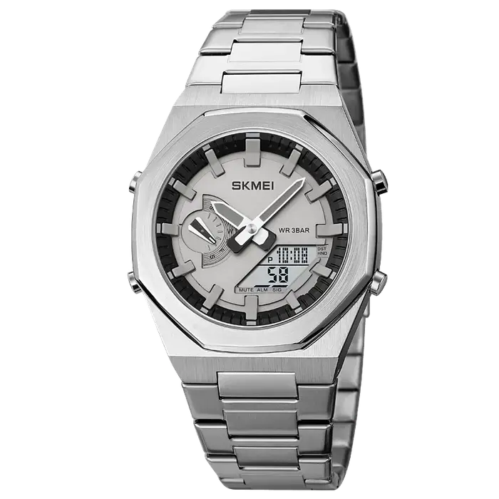 SKMEI 1816 montre à Quartz de luxe hommes numérique LED double affichage de l'heure étanche montres de sport