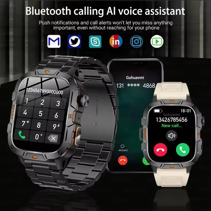Nouvelle Montre Connectée Militaire 2025 pour Hommes, Écran AMOLED 1,96'', Étanche 5ATM, Suivi Sport