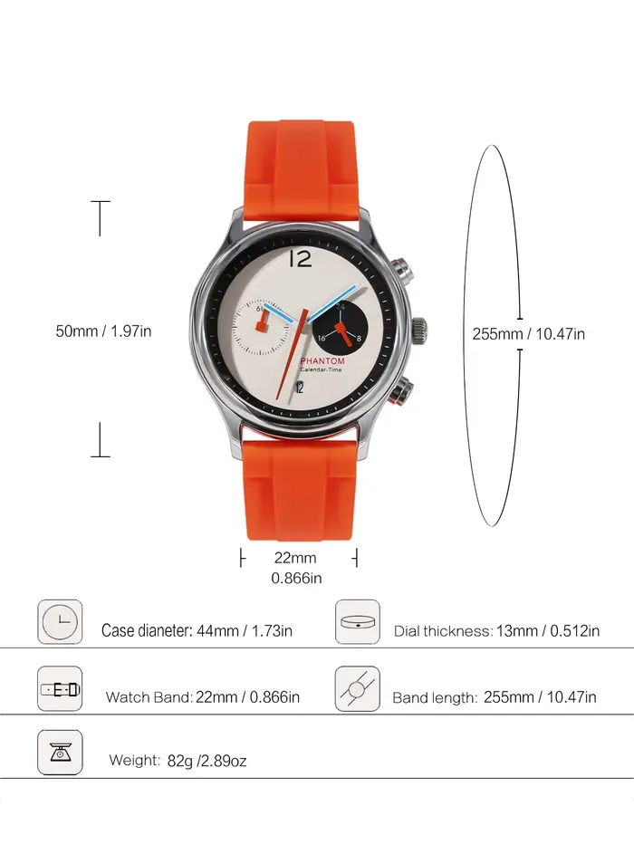Montre pour homme PHANTOM Sport Chrono - Acier inoxydable résistant aux rayures