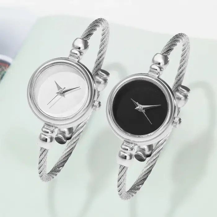 2 pièces montres pour femmes mode or Bracelet fin dames