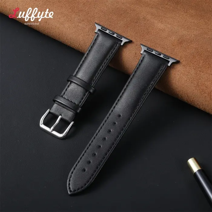 Bracelet de montre en cuir souple pour Apple Watch 10 9 Ultra 8 7 6 SE 5 4 3, 38 40 41 42 44 45 46 4