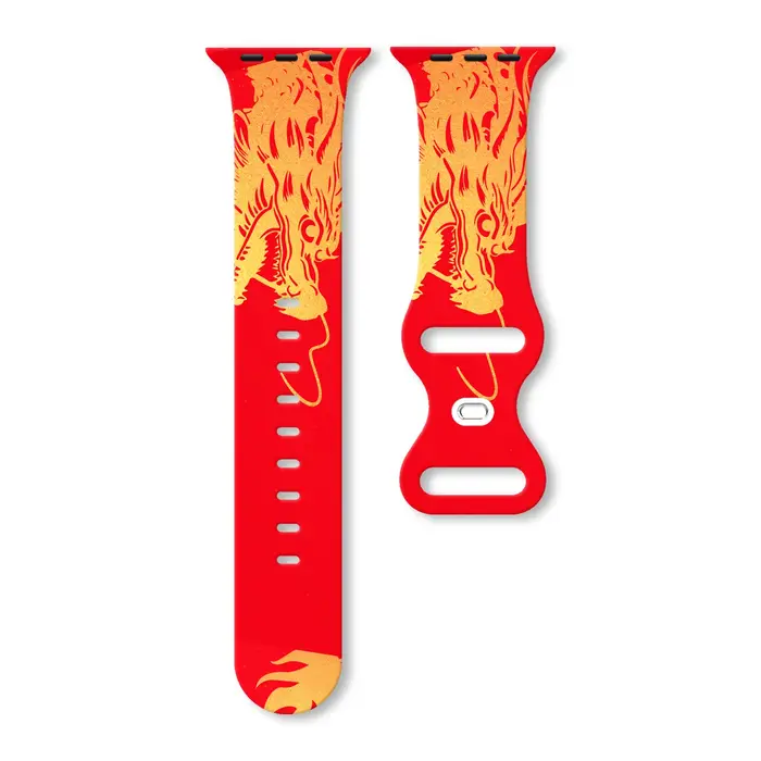 Bracelet imprimé Dragon en Silicone pour Apple Watch 11 10 9 8 7 SE, Bracelet remplaçable pour iWatc