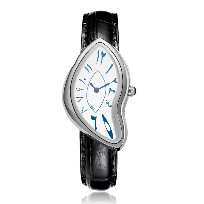 Montre de couple pour homme et femme, montre-bracelet à quartz en cuir noir, de luxe, au design original et tendance, nouvelle collection