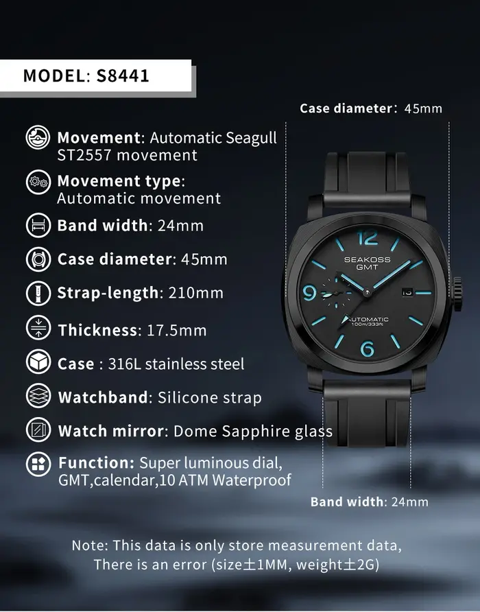 SEAKOSS GMT montres mécaniques automatiques de plongée pour hommes mouette ST2557 mouvement 316L calendrier Super lumineux 10Bar Reloj Homber