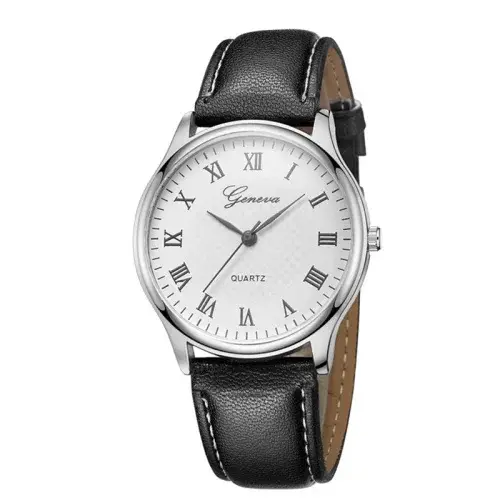 Mode moderne noir Quartz hommes montres marée marque bracelet en cuir grand cadran