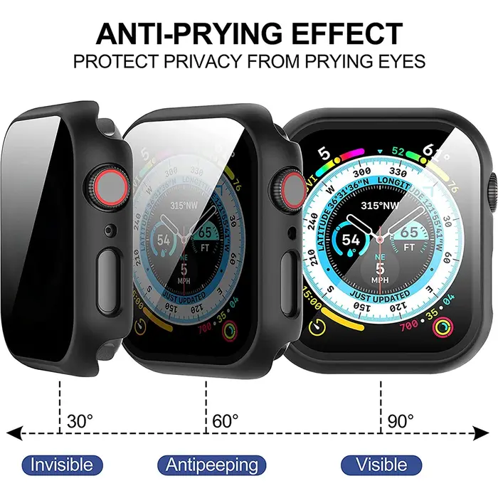 Verre trempé de confidentialité + étui pour Apple Watch 10 46mm 42mm