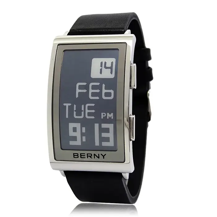 Montre numérique électronique pour hommes, bracelet à encre, boîtier en acier inoxydable, bracelet e