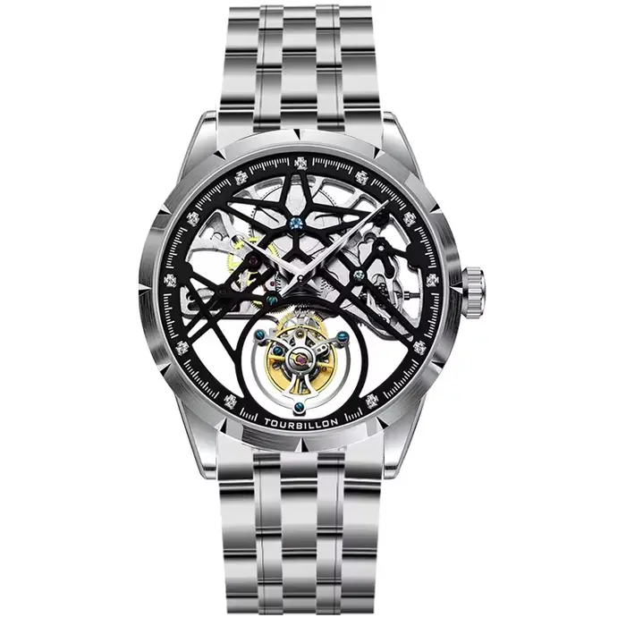 JINLERY mode véritable Tourbillon montre homme luxe squelette montres pour hommes montre-bracelet mâ