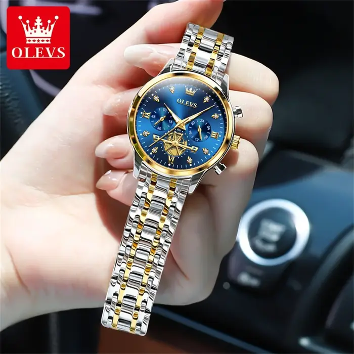 OLEVS nouvelle montre à Quartz pour dame volant d'inertie conception diamants élégant haute qualité en acier inoxydable