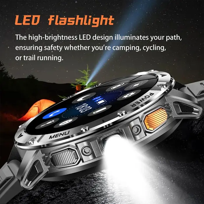 Montre connectée avec écran IPS de 1,7 pouces, batterie de 1400 mAh, étanche IPX8, plus de 120 modes sportifs, SOS, appel LED BT, moniteur de fréquence cardiaque, pour hommes et femmes