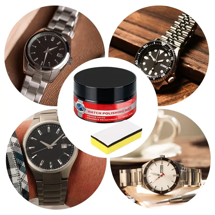 Pâte de polissage pour éliminer les rayures de montre avec éponge, portable, pour restaurer la brill