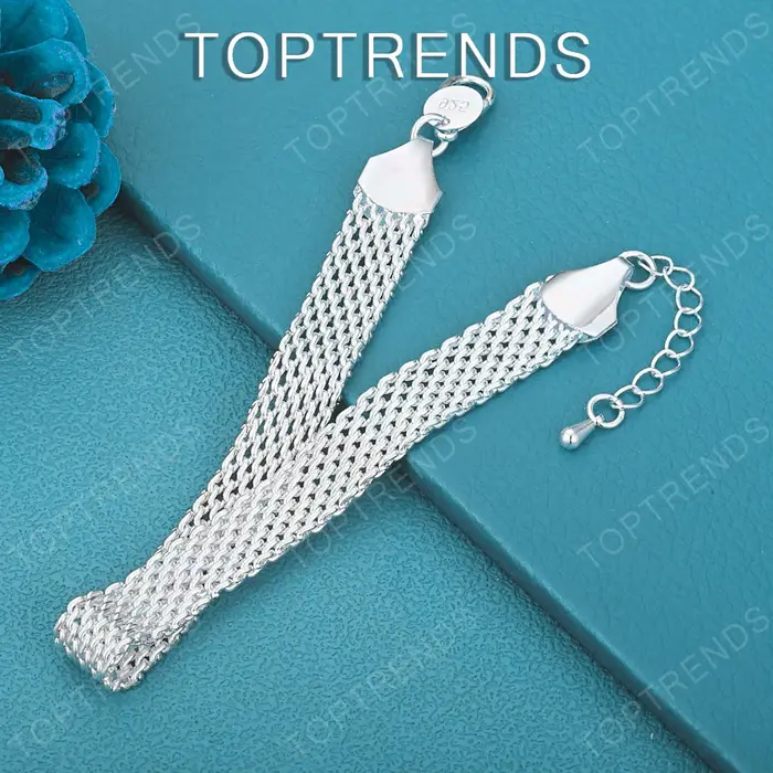 Bracelet en maille d'argent Sterling 925 pour hommes et femmes