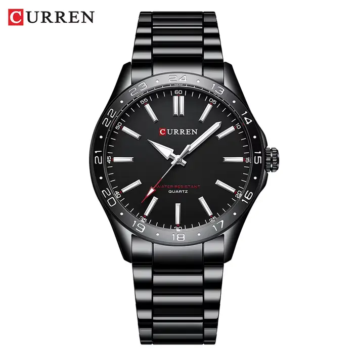 CURREN 8452 hommes montre à Quartz Simple mode loisirs affaires horloge noir argenté bracelet en acier inoxydable