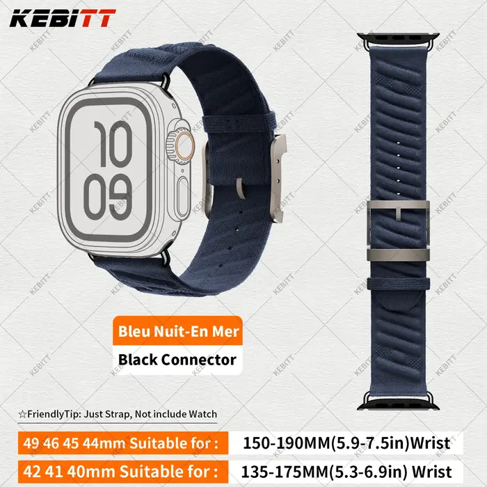 Nouveau Kebitt En Mer Bleu Nuit bracelet Iwatch à tour unique pour Apple Watch Ultra 3 2 série 1110 