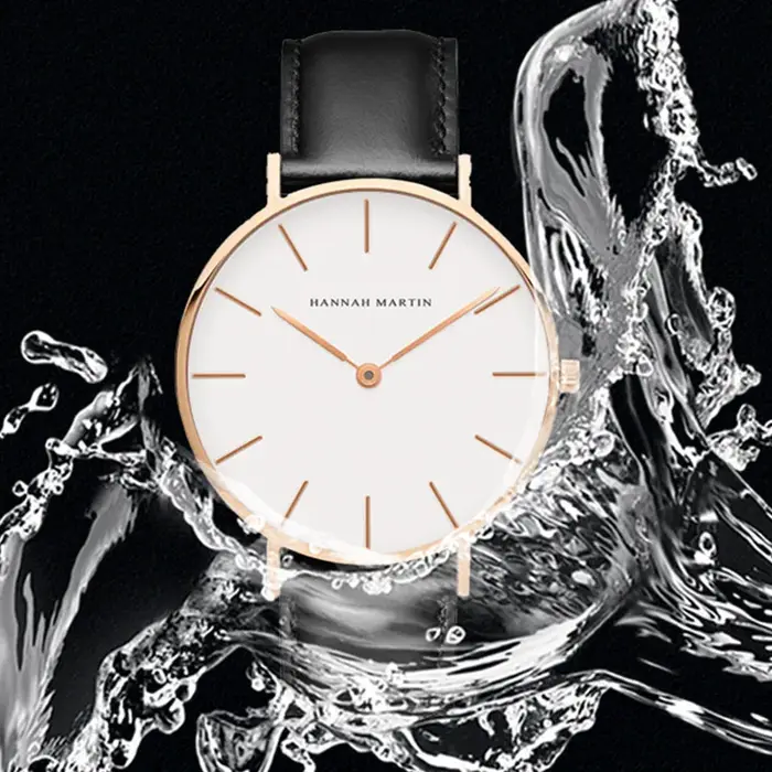Hannah Martin marque mode japon montres à Quartz argent marron cuir hommes montre étanche robe montr