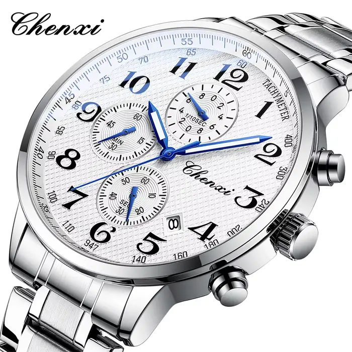CHENXI montres pour hommes multi-fonctionnel Quartz homme montre calendrier lumineux chronographe