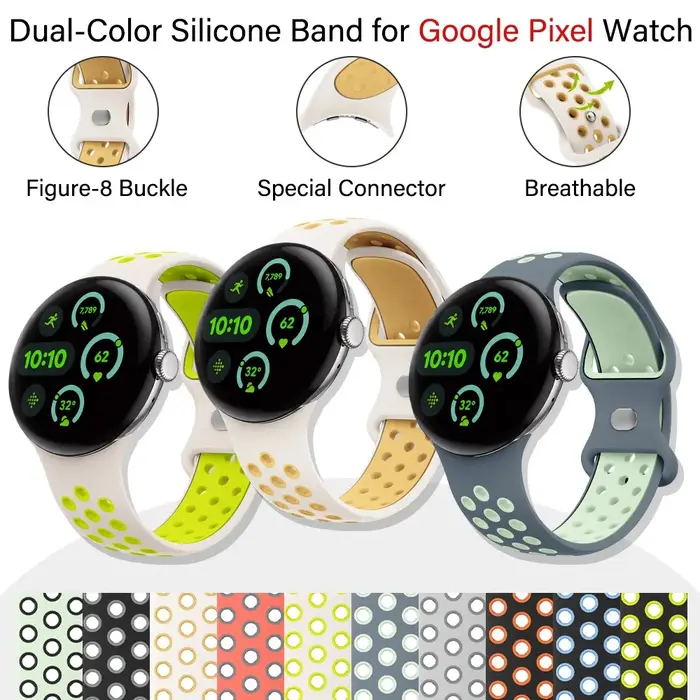 Bracelet de sport en silicone durable et étanche pour Google Pixel Watch 4 3 41mm 45mm