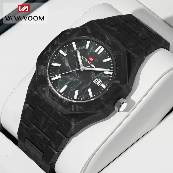 VA VA VOOM hommes montres mouvement à Quartz 40mm Style d'affaires noir marbre calendrier horloge 3Bar étanche