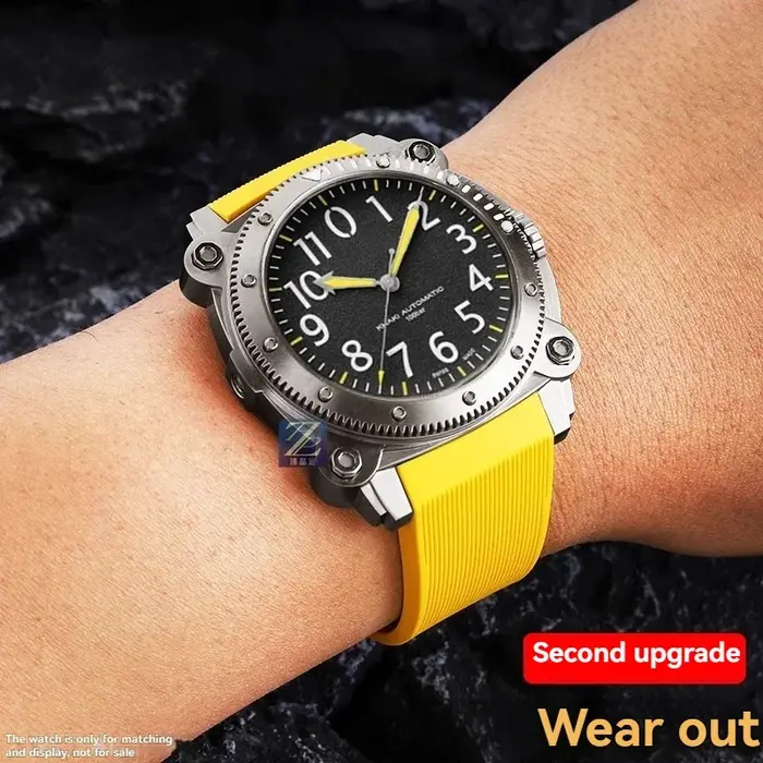 Pour Hamilton kaki plongée profonde H78585333 H78505330 H78535380 bracelet de montre étanche 24mm bracelet en caoutchouc noir jaune bracelet
