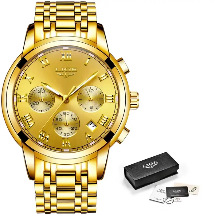 LIGE – montre de luxe en acier inoxydable pour homme
