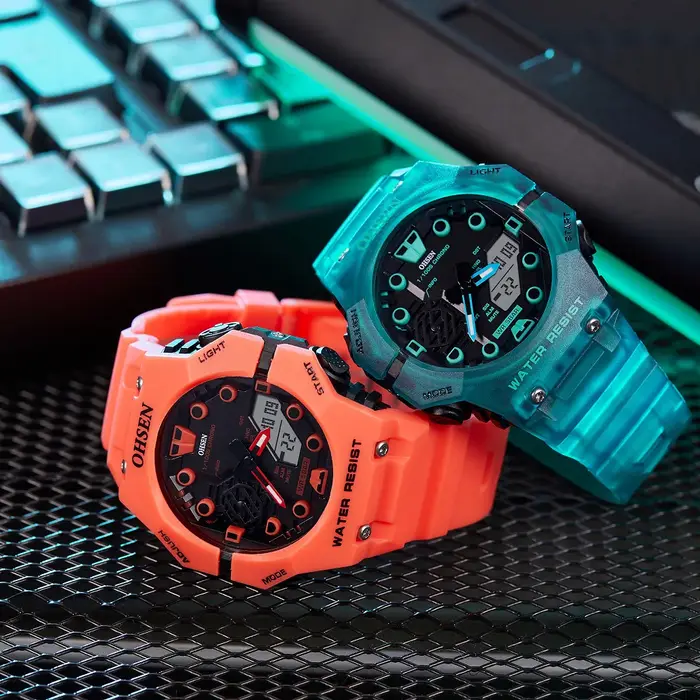 DulMan-Montres numériques étanches pour hommes, montre-bracelet militaire électronique, horloges à quartz pour hommes, heure des touristes, bleu, mode