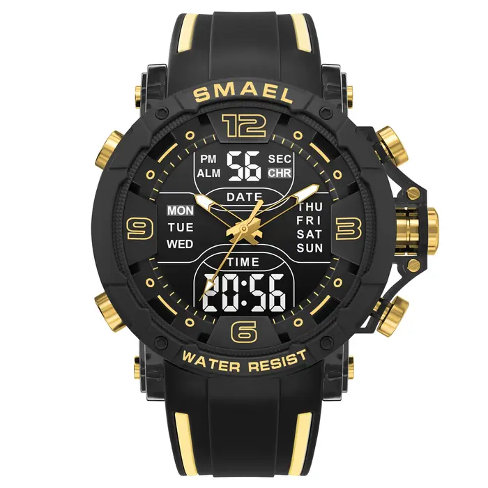 SMAEL – montre de sport militaire pour hommes, double affichage LED, horloge électronique à Quartz, 