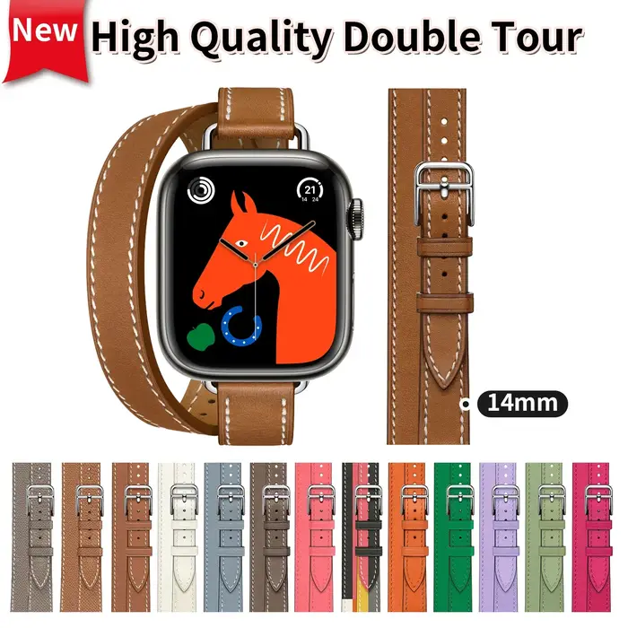 2025 nouveau bracelet en cuir de vache Double Tour pour Apple Watch Ultra 3 2