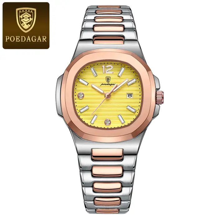 POEDAGAR carré mode femme montre-bracelet lumineux étanche Date dames montre de luxe de haute qualité Quartz femmes mont