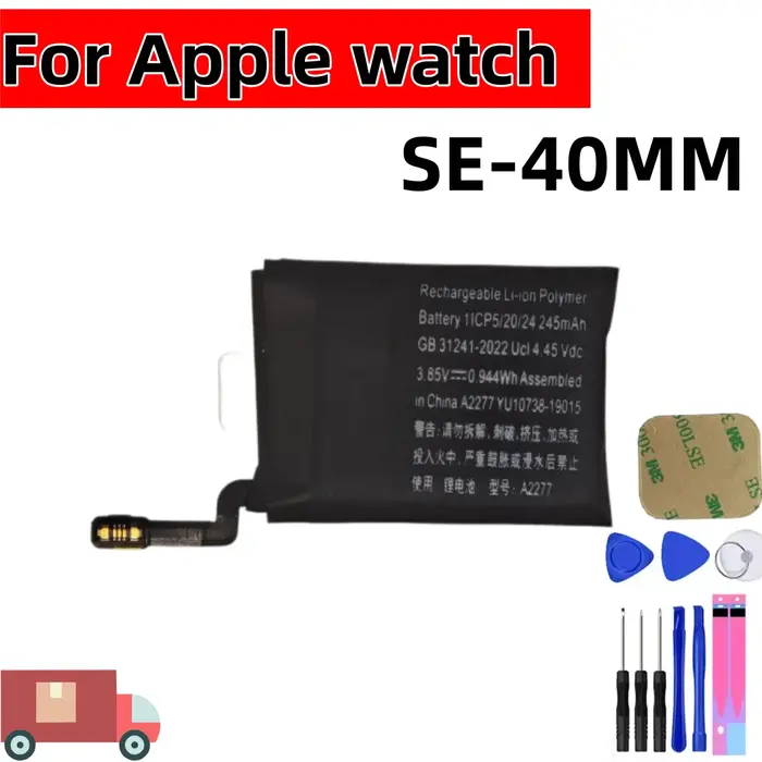 Batterie de remplacement pour iPhone Watch Series 1 2 3 4 5 6 7 8 9 SE SE2 38/40/41/42/44/45mm Batterie de réparation en polymère de lithium + outil gratuit
