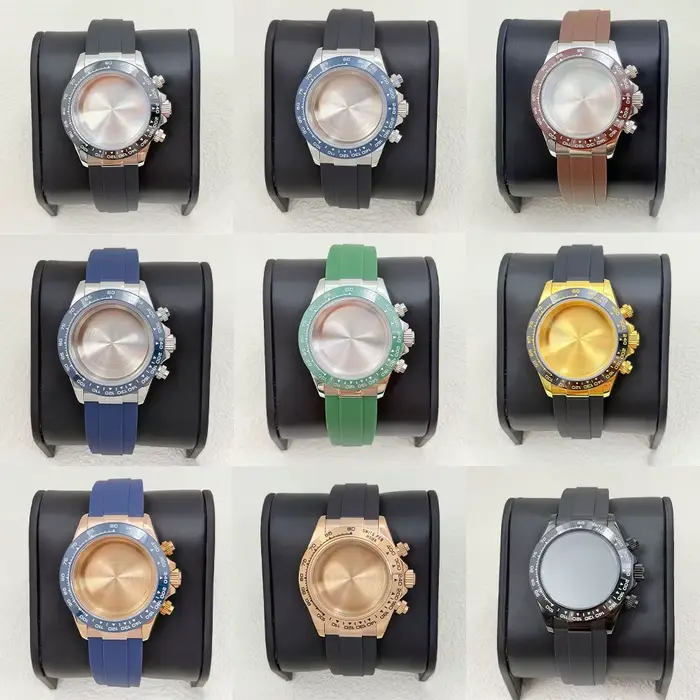 Boîtier de montre pour homme en acier argenté or rose de 39