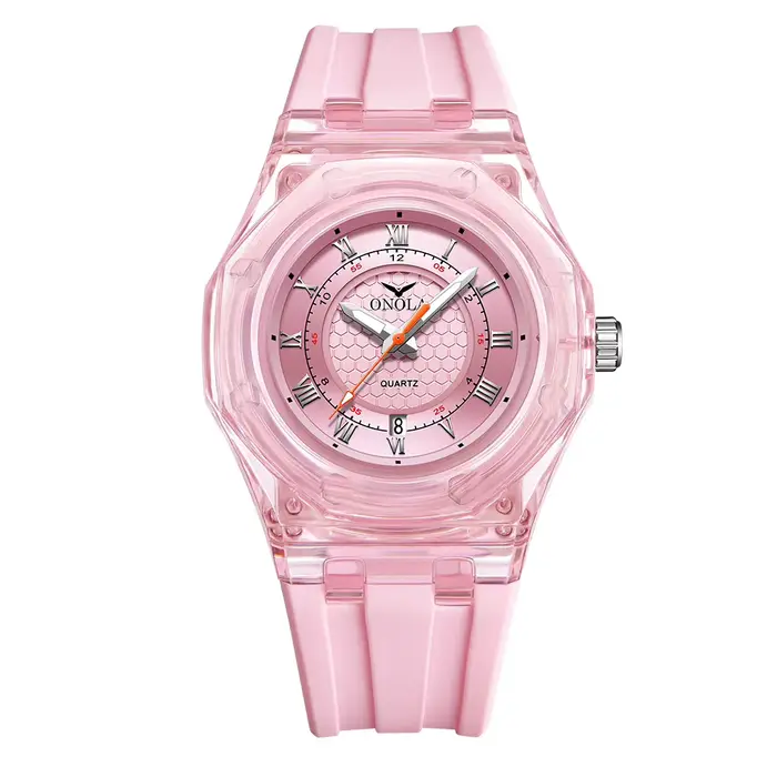 Mode Couple montre hommes et femmes marque ONOLA luxe étanche Transparent en plastique Silicone bande Quartz