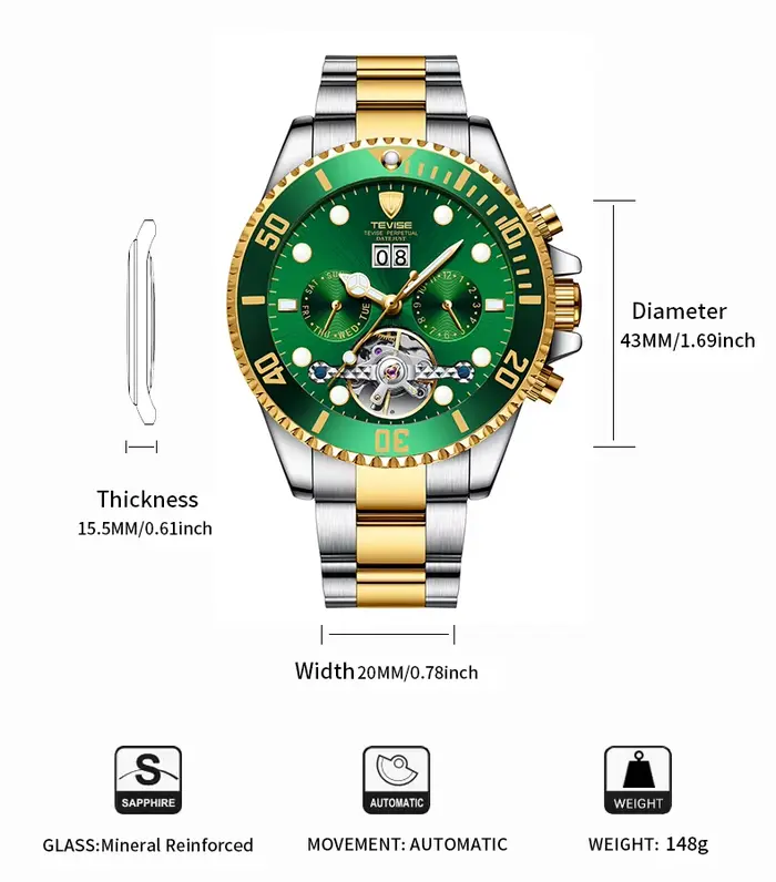 Montre mécanique étanche pour homme