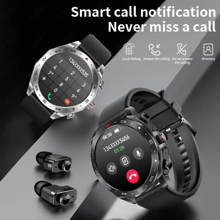 Montre intelligente étanche avec écouteurs pour hommes et femmes