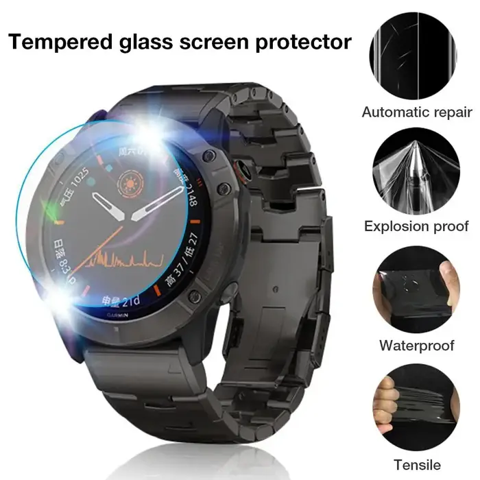 Verre trempé Premium 9H pour Garmin Fenix 7 7S 7X 6 6S 6X Pro 5S 5 Plus