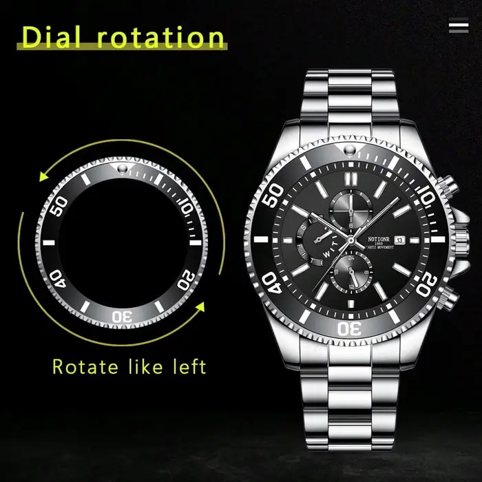 Montres d'affaires de luxe pour hommes, montre à Quartz argentée, horloge lumineuse