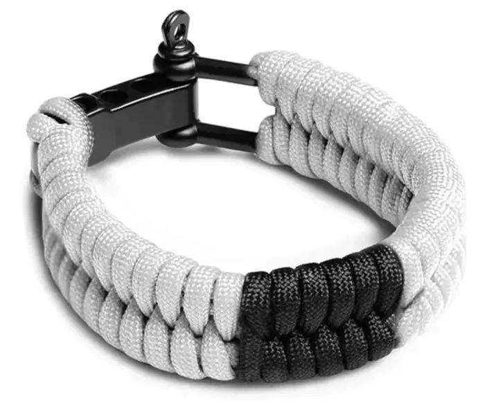 Bracelet paracorde tressé à boucle réglable en forme de U