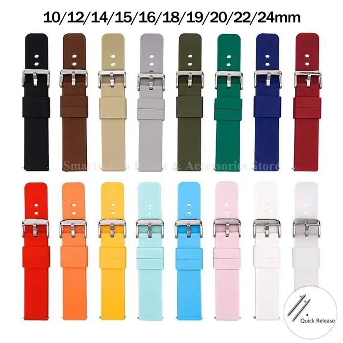 Bracelet de montre en Silicone 10mm 12mm 14mm 15mm 16mm 18mm 20mm 21mm 22mm 24mm Bracelet de montre à dégagement rapide pour hommes femmes Bracelet universel