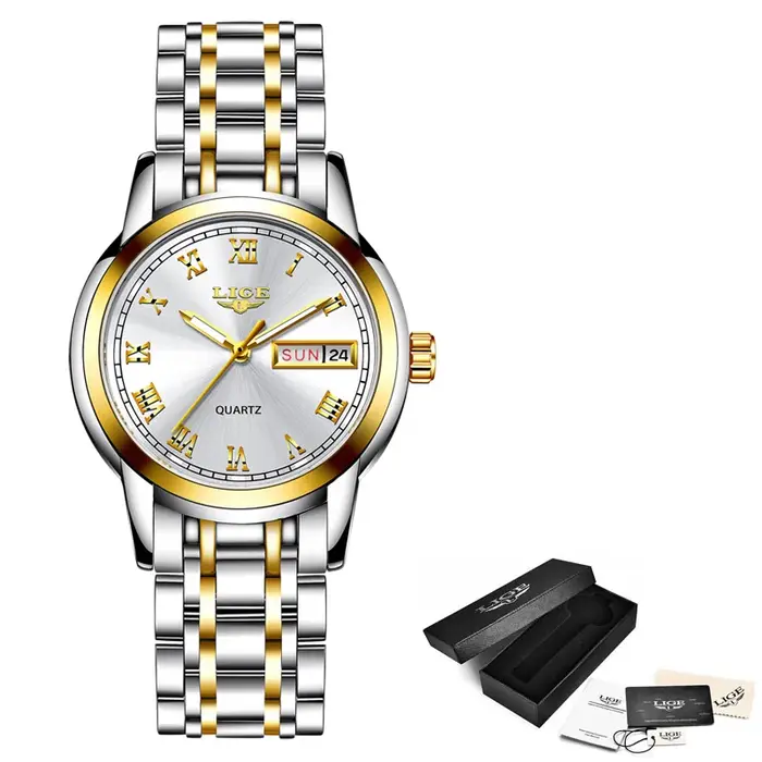 LIGE 2025 nouvelle montre en or femmes montres dames créatif en acier