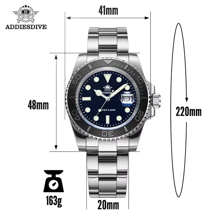 ADDIESDIVE luxueux montre à Quartz analogique pour hommes BGW9 lumineux 20 barres étanche