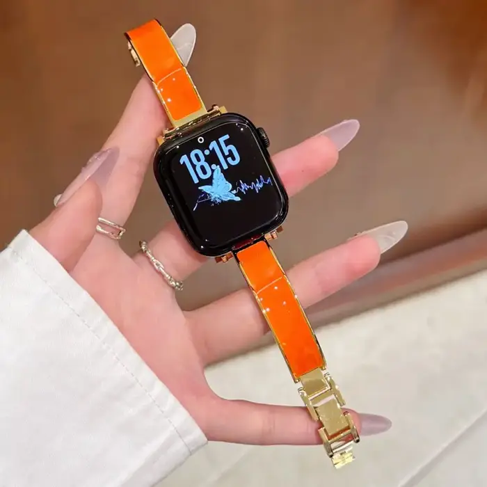 Bracelets de montre en émail fins pour Apple Watch 38 40 41 42 44 45 46 49 mm