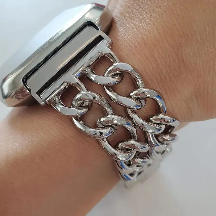 Bracelet pour Fitbit Versa 4/Sense 2 Bracelet chaîne en métal Bracelet de montre pour Fitbit Versa 3