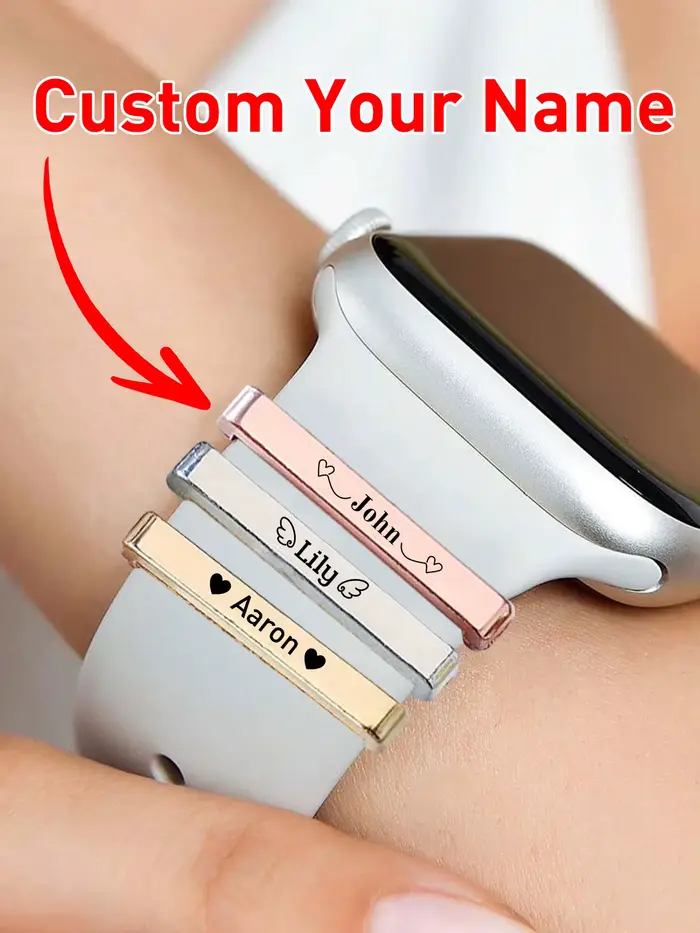 Breloque de bracelet de montre avec nom gravé personnalisé