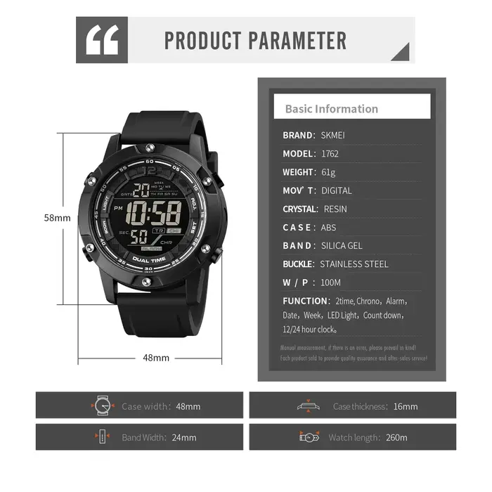 Montre-bracelet étanche pour homme avec compte à rebours