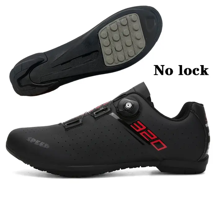 Chaussures de cyclisme professionnelles semelle extérieure en caoutchouc bouton boucle