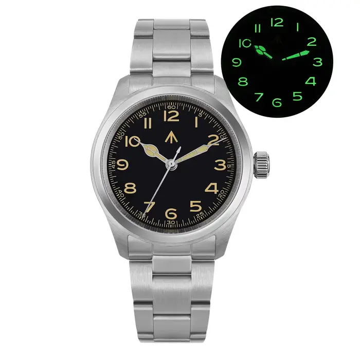 Montre militaire Militado ML08, mouvement à quartz VH31, double cristal saphir, C3 BGW9, lumineuse, 