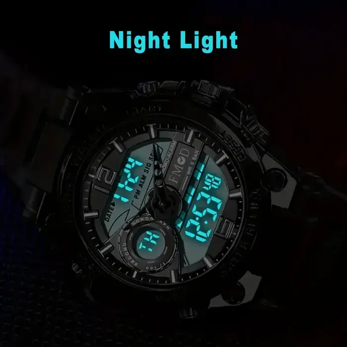 Montre-bracelet militaire numérique en acier pour hommes